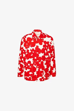 Marni Mens Floral-Pattern Single-Breasted Cotton Jacket