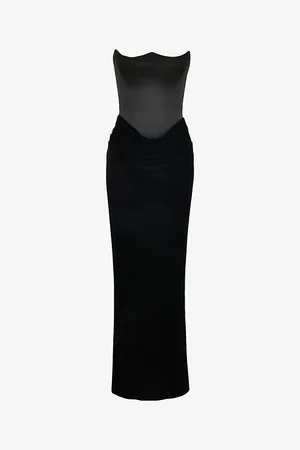 House Of Cb Womens Persephone Strapless Satin Maxi Dress