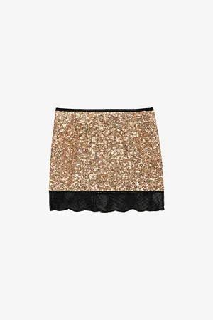 Zadig & Voltaire Womens Justicas Sequin-Embellished Woven Mini Skirt