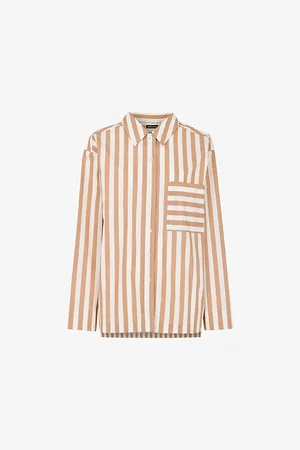 Whistles Womens Stripe-Print Relaxed-Fit Cotton Pyjama Shirt