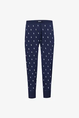 Ralph Lauren Mens Cotton-Jersey All-Over Logo-Print Jogging Bottoms