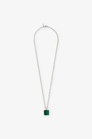 EMANUELE BICOCCHI Mens Square Sterling-Silver and Malachite Necklace