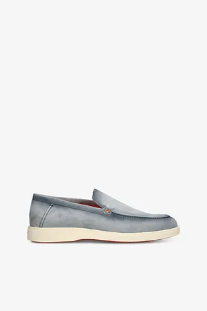 santoni Mens Detroit Contrast-Sole Suede Loafers