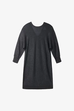 The White Company Womens Sparkle Batwing-Sleeve Oversized Knitted Dress
