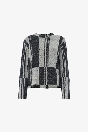Whistles Womens Block Stripe Round-Neck Wool-Blend Jumper