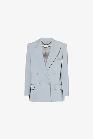 Stella McCartney Womens Double-Breasted Two-Flap-Pockets Oversized Stretch-Wool Blazer