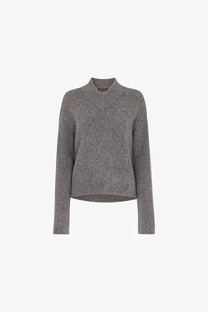 Whistles Womens V-Neck Ribbed Wool-Blend Jumper