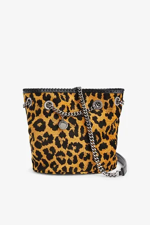 Stella McCartney Womens Chain-Strap -Pattern Woven Bucket Bag