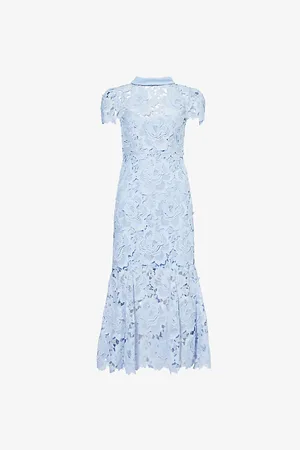 Self-Portrait Womens Flower-Design-Patches Embroidered Woven Midi Dress