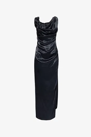 Vivienne Westwood Womens Long Ginnie Pencil Draped-Neck Satin Maxi Dress