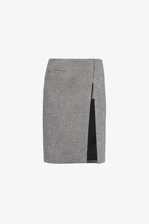 Bec & Bridge Womens Ayen Split-Leg Mid-Rise Wool-Blend Midi Skort