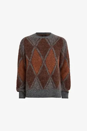 AllSaints Mens Mord Argyle-Pattern Alpaca-Blend Jumper