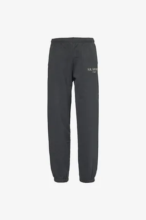 Sporty & Rich Womens Drawstring-Waistband Tapered-Leg Cotton-Jersey Jogging Bottoms