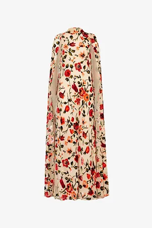 RODARTE Womens Floral-Pattern High-Neck Satin Maxi Dress