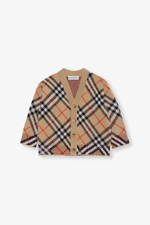 Burberry V-Neck Long-Sleeve Wool Cardigan 12 Months-2 Years