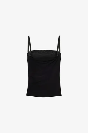 CHRISTOPHER ESBER Womens Draped Duo Shoulder-Straps Denim Top