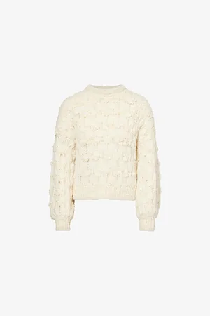 Frame Womens Popcorn Round-Neck Wool-Blend Jumper