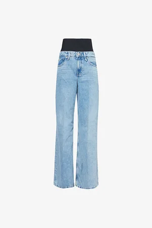 GOOD AMERICAN Womens Good Ease Solution Wide-Leg Denim Jeans
