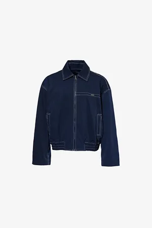 Nahmias Mens Flight Twill-Weave Regular-Fit Woven Bomber Jacket