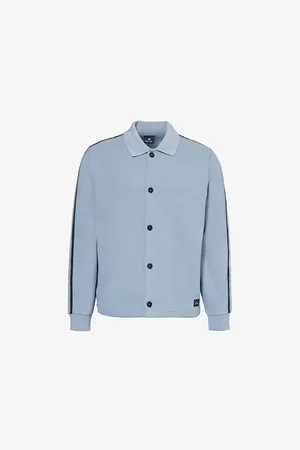 Paul Smith Mens Stripe-Trim Polo-Collar Cotton-Blend Cardigan