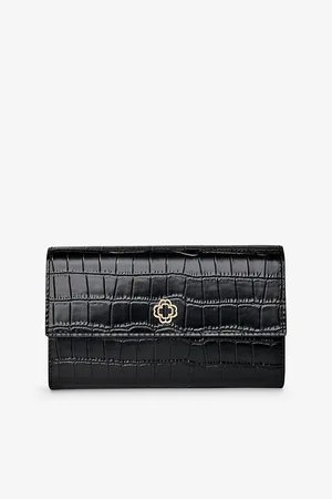 Maje Womens Clover-Embellished Croc-Embossed Leather Bag