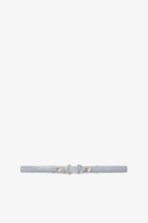 Maje Womens Embossed Crocodile-Effect Leather Slim Belt