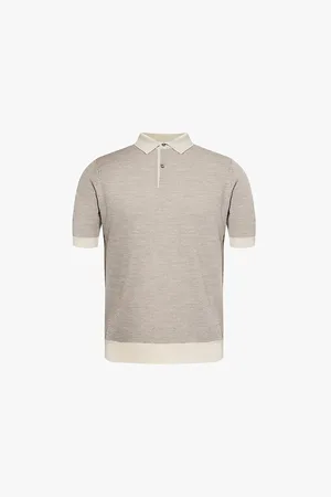 JOHN SMEDLEY Mens Ribbed-Trim Short-Sleeve Merino-Wool Knitted Polo Shirt