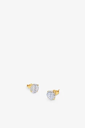 CARAT* London Womens Eternal 9ct Yellow- Cubic Zirconia Stud Earrings