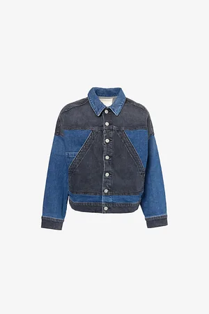Mother Womens The Triangle Drifter Collar Regular-Fit Stretch-Denim Jacket