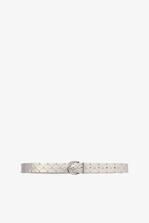Maje Womens Stud-Embellished Quilted Leather Belt
