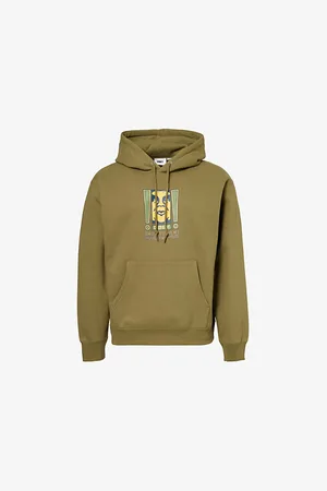 Obey Mens Double Exclamation Kangaroo-Pocket Relaxed-Fit Woven-Blend Hoody
