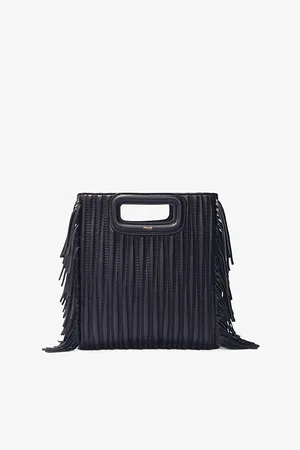 Maje Womens Fringed-Trim Leather Shoulder Bag