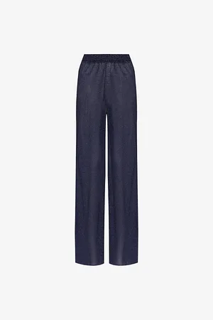 Oseree Womens Lumiere Metallic-Weave Wide-Leg High-Rise Woven Trousers