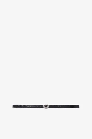 Maje Womens Clover Croc-Effect Slim Leather Belt