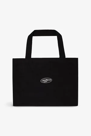 Msftsrep Mens Oversized Brand-Text Cotton-Canvas Tote Bag