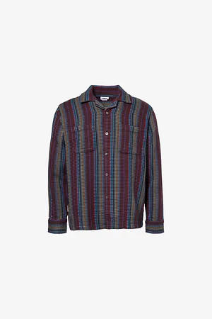Obey Mens Wanderer Striped-Print Relaxed-Fit Cotton-Knit Shirt