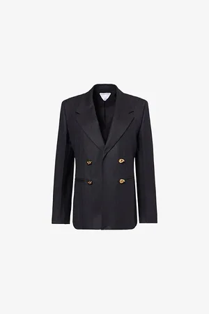 Bottega Veneta Womens Notched-Lapel Double-Breasted Regular-Fit Wool Jacket