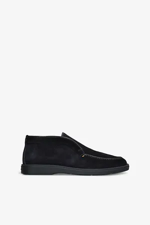 santoni Mens Detroit Chunky-Sole Suede Loafers