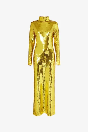 Bottega Veneta Womens High-Neck Sequin-Embellished Woven Maxi Dress