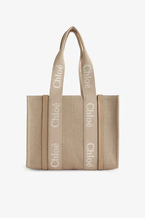 Chloé Womens Woody Medium Linen Tote Bag