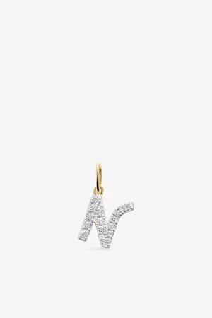 Monica Vinader Womens N Letter 14ct Yellow-Gold and Lab-Grown Diamond Charm