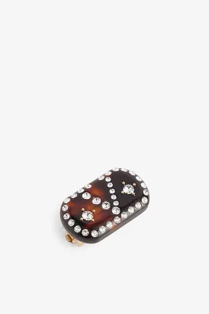 VALENTINO GARAVANI Womens Vlogo Tortoiseshell Resin Hair Clip