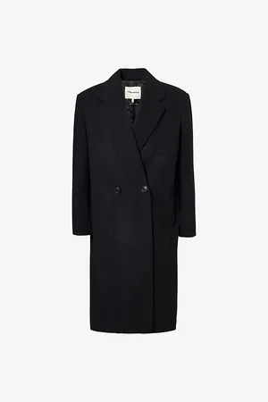 The Couture Club Womens Longline Duster Double-Breasted Two-Slip-Pockets Relaxed-Fit Woven Coat