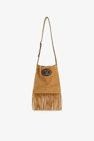 VALENTINO GARAVANI Womens Nellcote Fringe-Edge Suede Cross-Body Bag