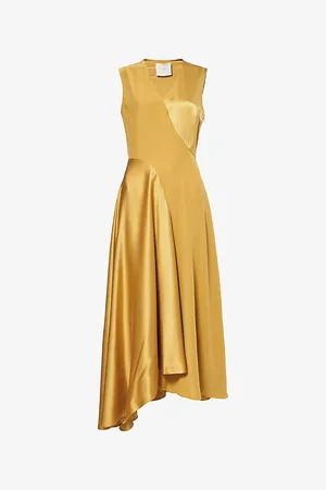 Roksanda Womens Miral V-Neck Silk Midi Dress