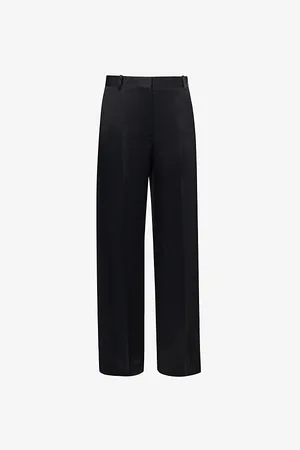 Totême Womens Split-Cuff Wide-Leg Mid-Rise Satin Trousers
