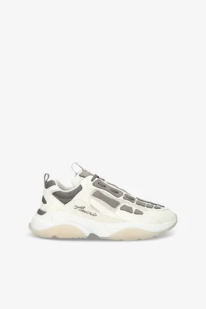 AMIRI Mens Bone Logo-Embroidered Leather and Mesh Low-Top Trainers