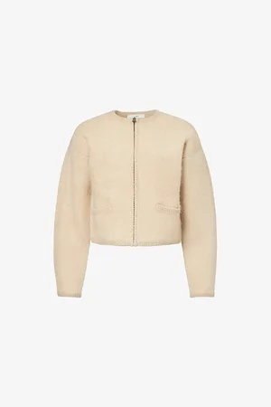 Frame Womens Lofty Crochet-Trim Wool-Blend Cardigan