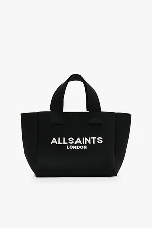 AllSaints Womens Izzy Mini Logo-Jacquard Woven Tote