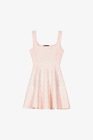 Maje Womens Grid-Pattern Square-Neck Woven Mini Dress